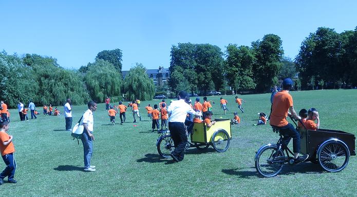 Some of the 140 children enjoying their bike ride. Several said it was the best part of their day! 