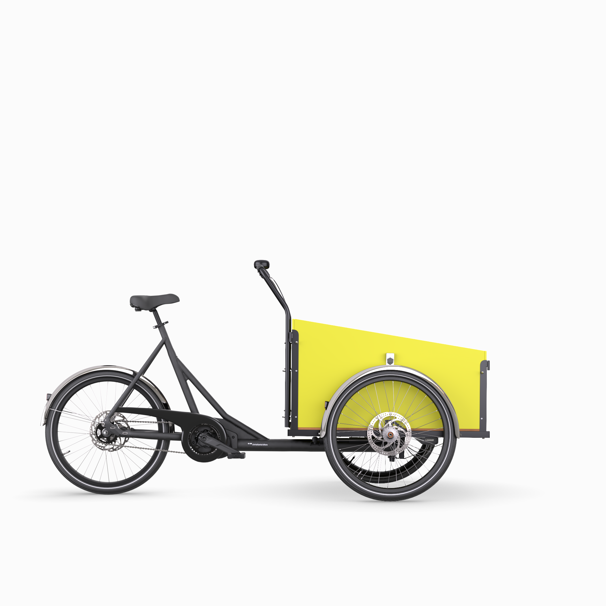 Christiania bikes model M1 with Classic 2 seater box in yellow colour
