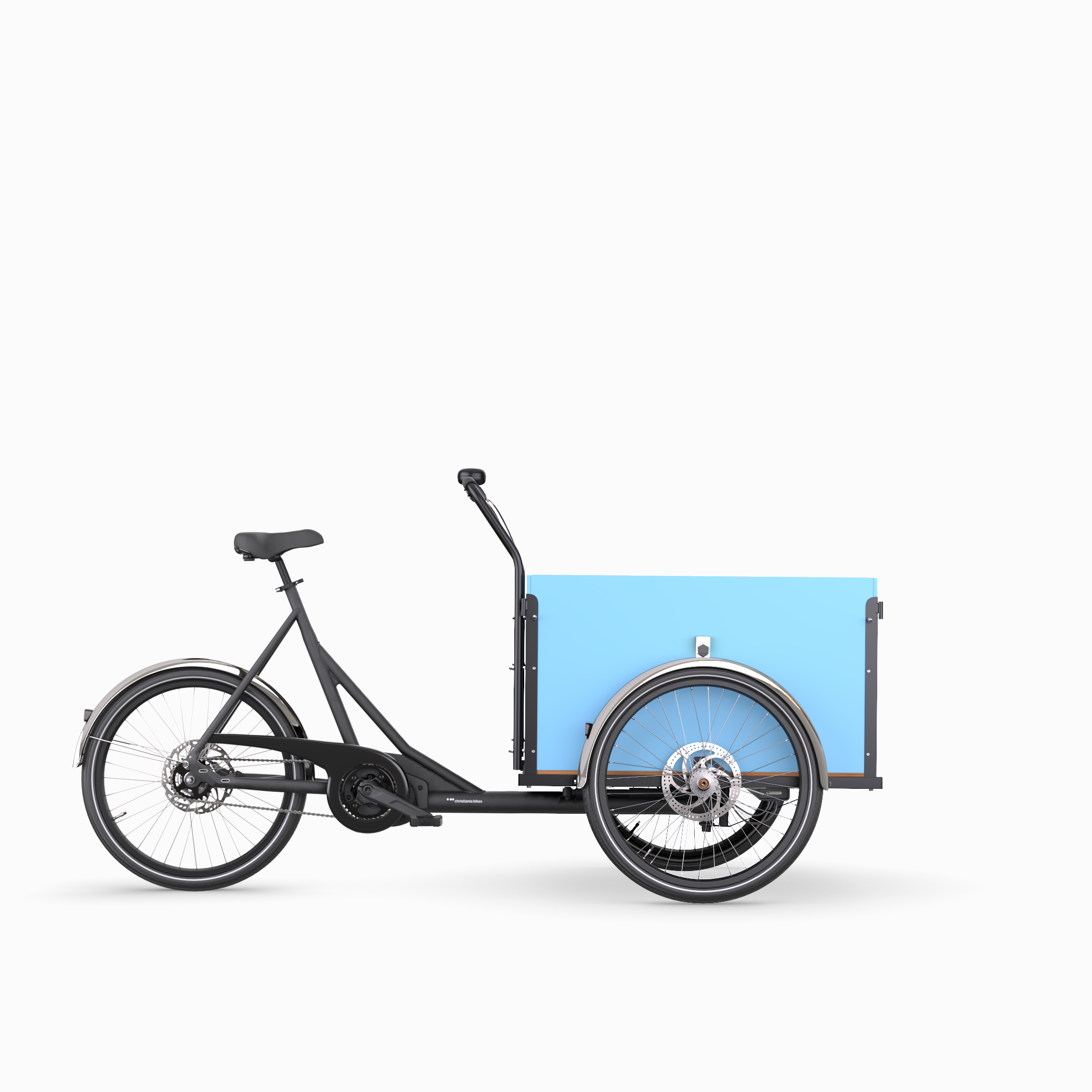 Christiania bikes model M1 with Straight 4 seater box in blue colour