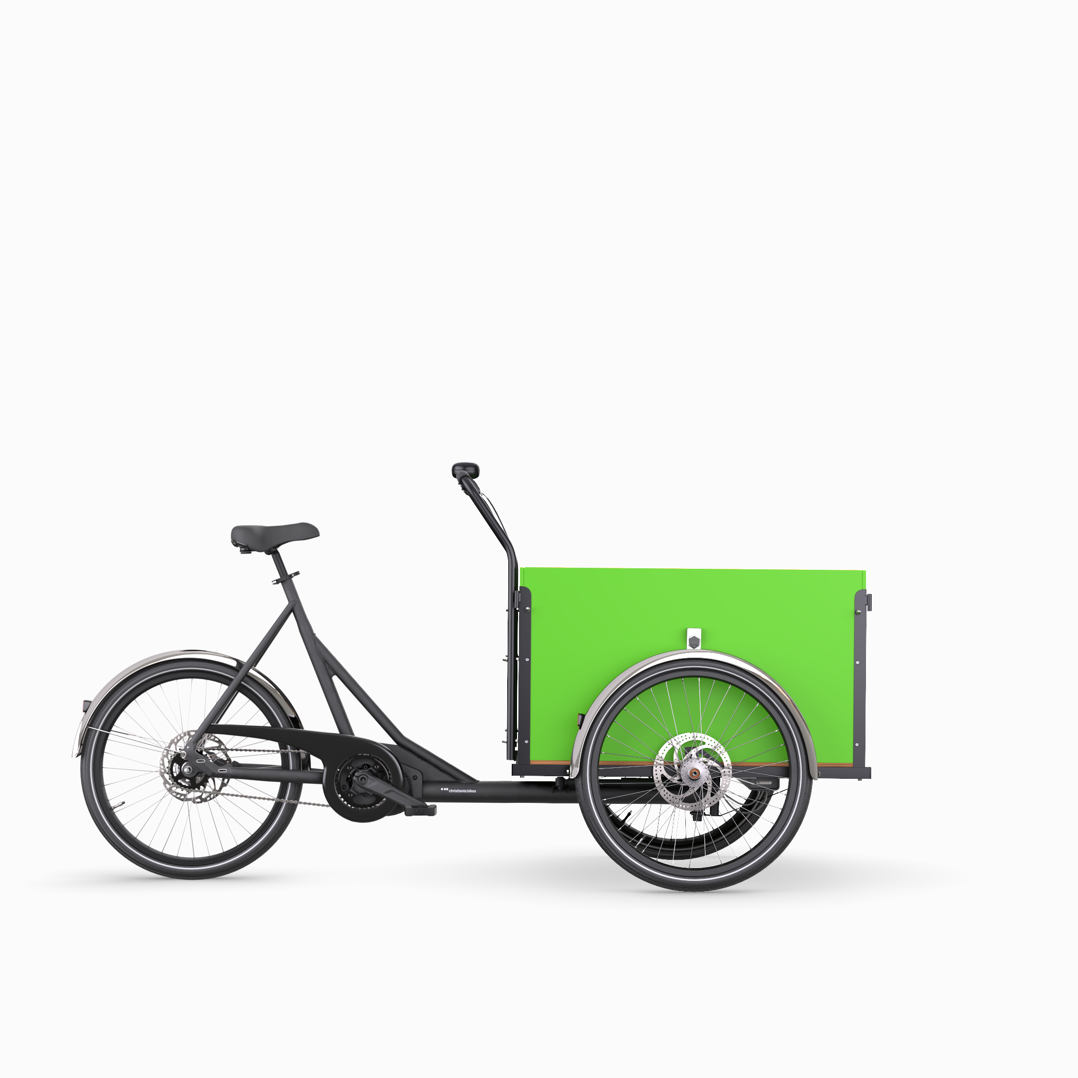 Christiania bikes model M1 with Straight 4 seater box in green colour