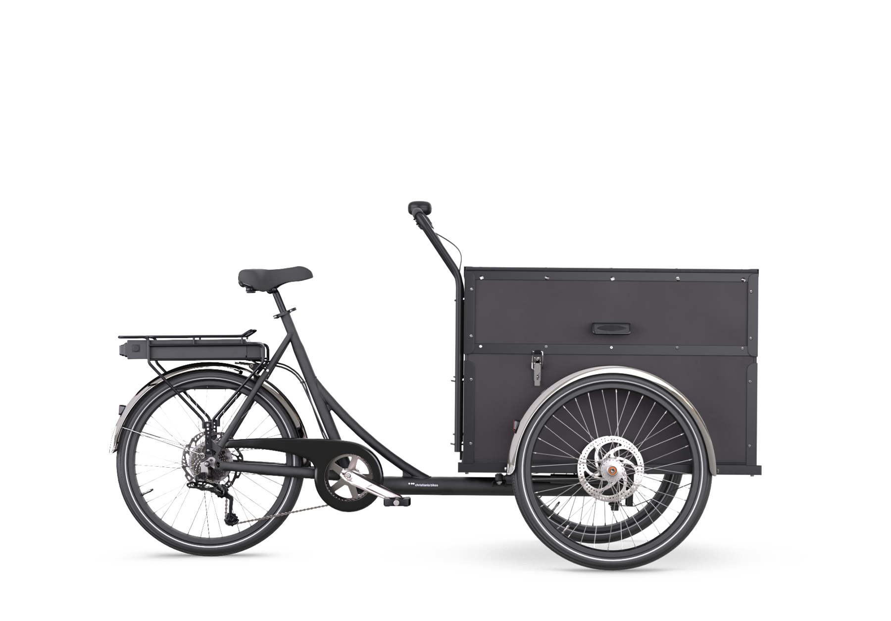 Black Christiania PostBox RearDrive cargo bike