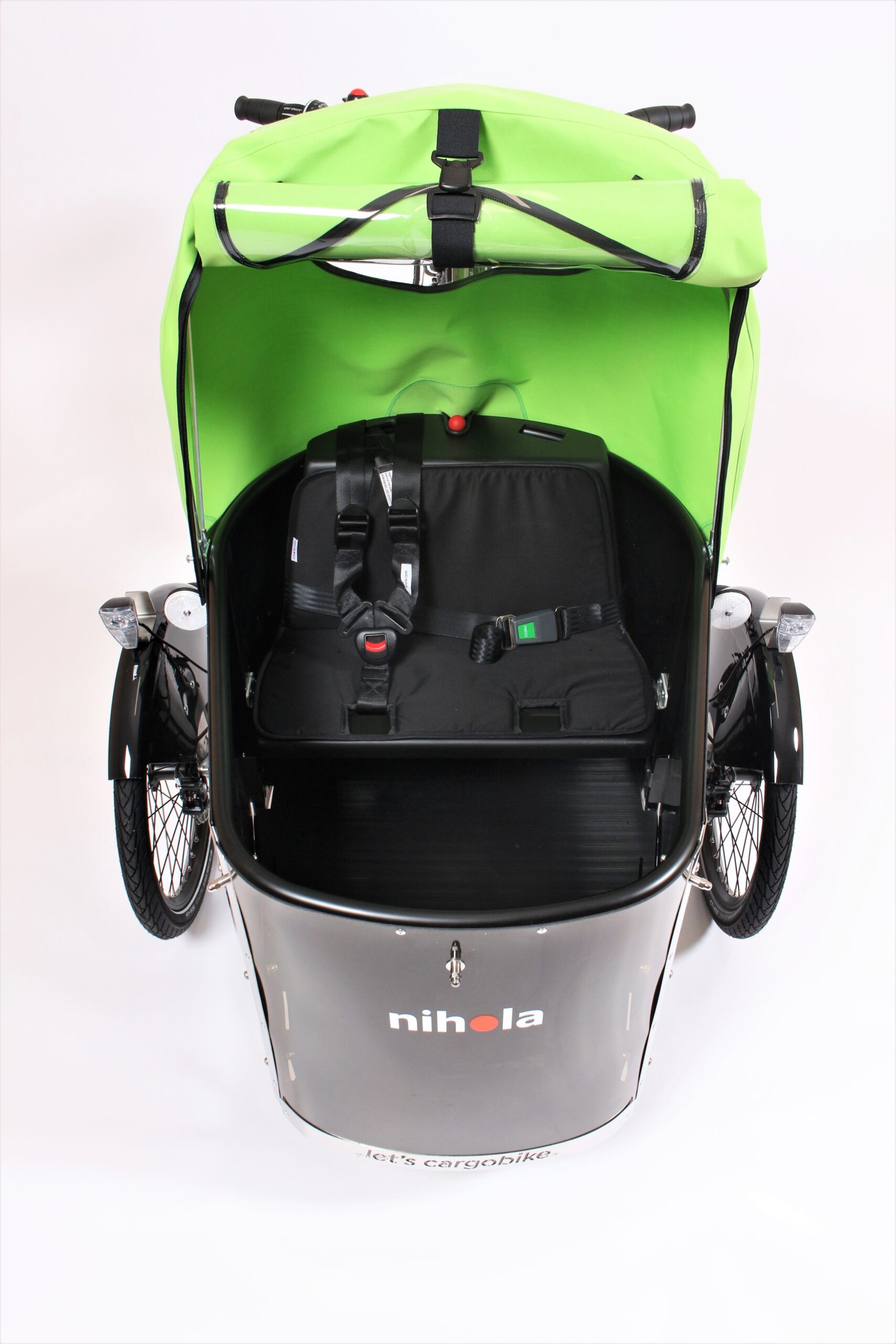 Top view of the box of a Nihola Family cargo bike