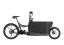 A urbangrey Riese and Muller Packster2 70 CT Touring cargo bike with box and child seat