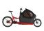 A red Riese and Muller Packster2 70 CT Vario cargo bike with Buggy 