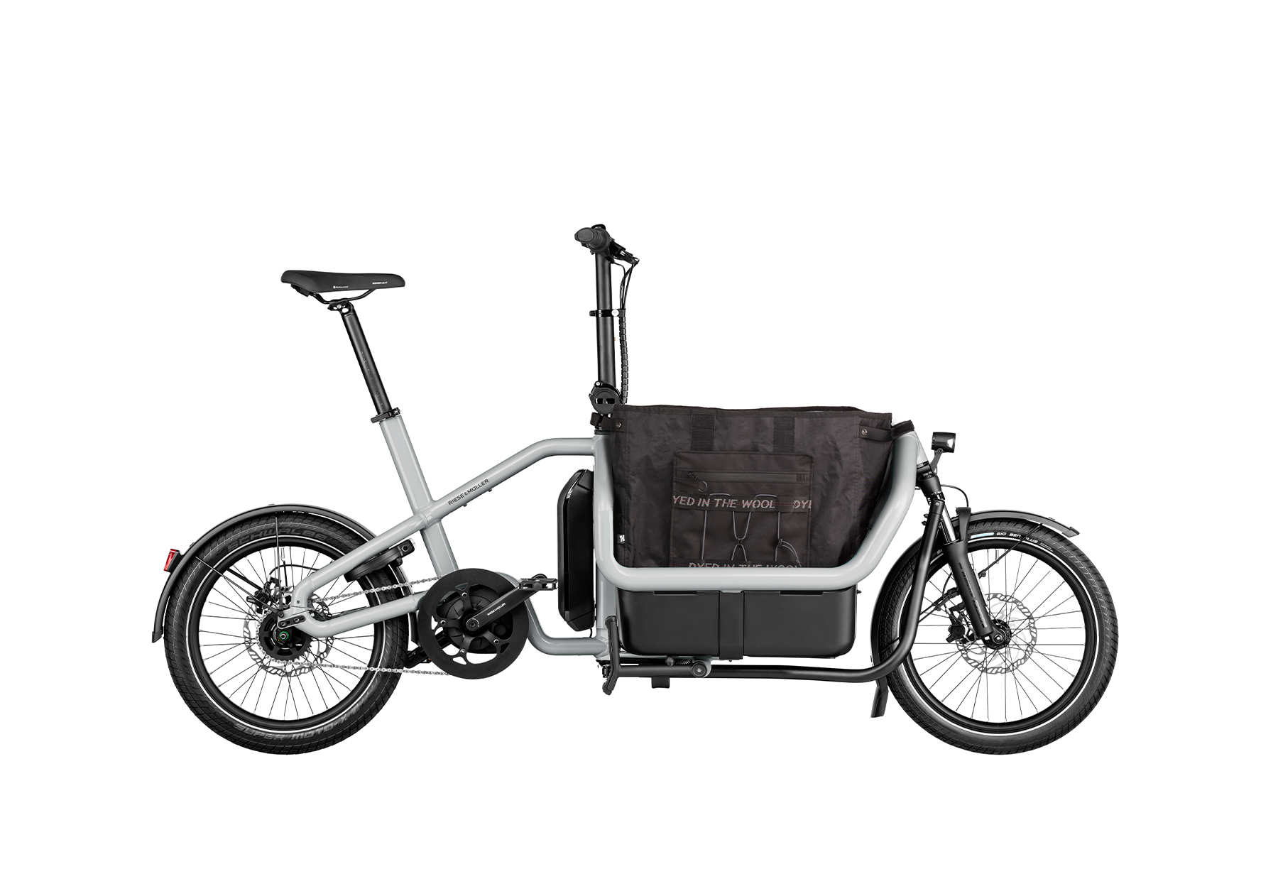 Shadow coloured Riese and Muller Carrie Vario with bag