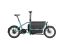 Aqua coloured Riese and Muller Carrie Vario cargo bike with flexbox