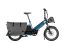 Petrol blue Riese & Muller Multitinker cargo bike with frontbag and cargobags