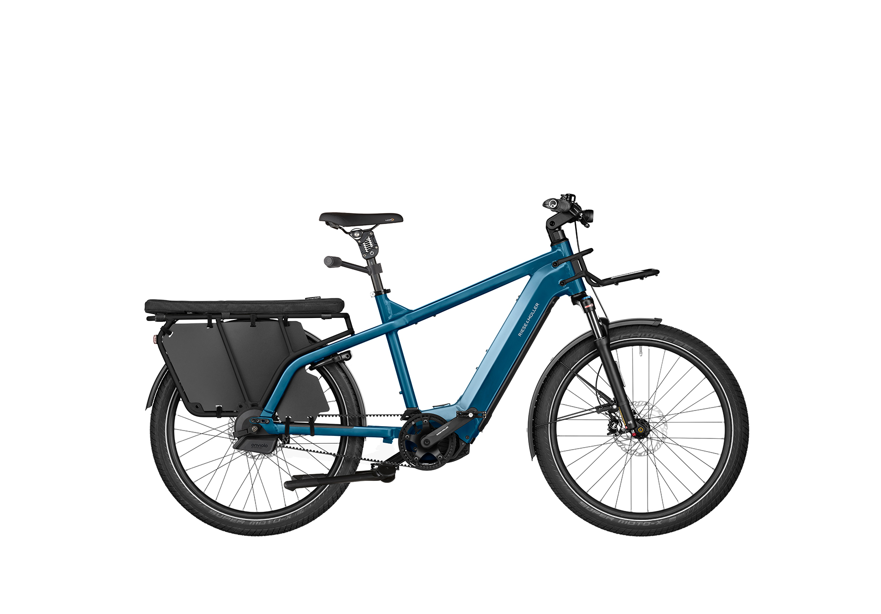 A petrolblue Riese and Muller Multicharger2 GT Auto cargo bike