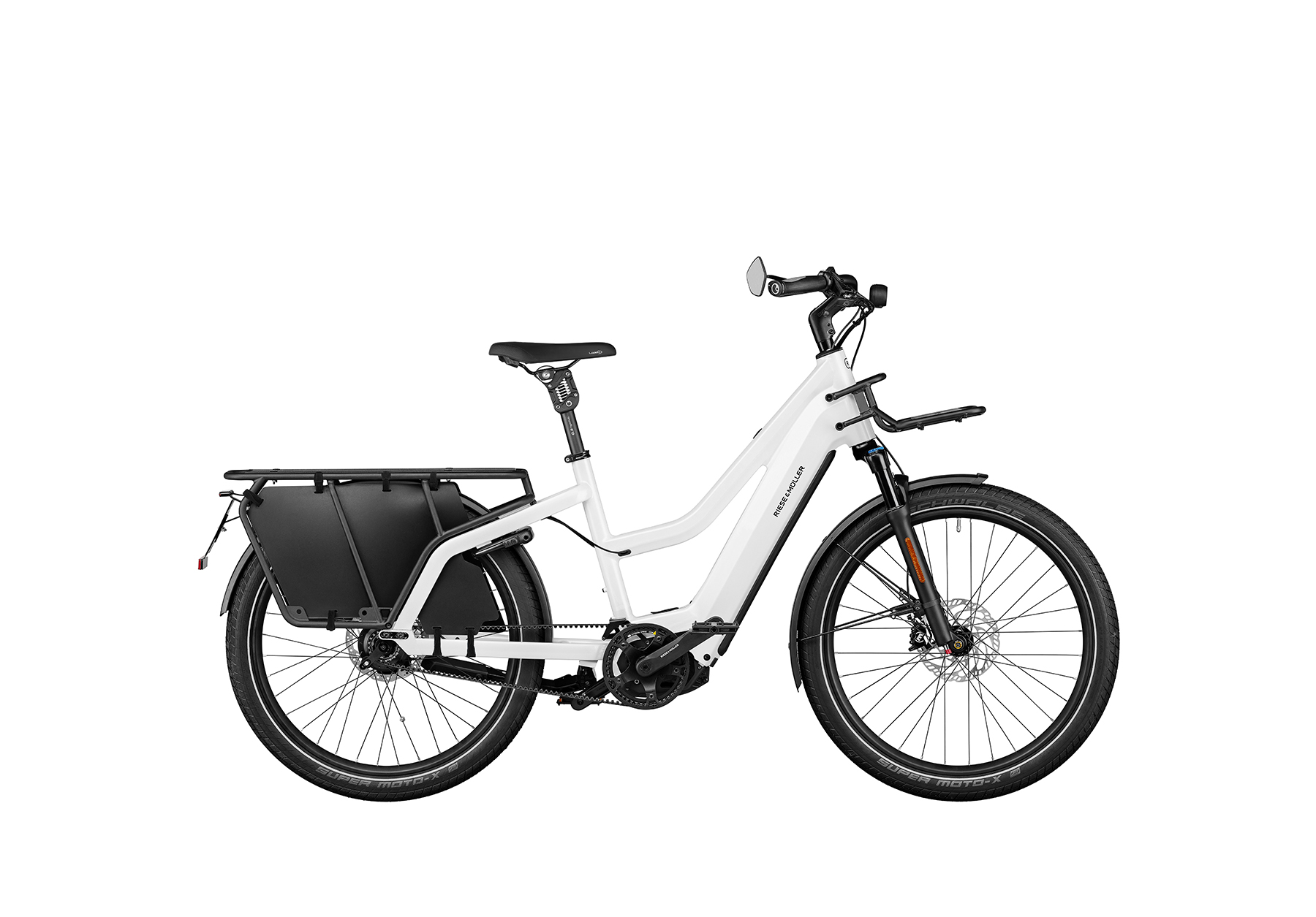 A polarwhite Riese and Muller Multicharger2 Mixte GT Rohlof cargo bike