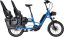 A blue Velo De Ville Loady cargo bike with child seats accessory