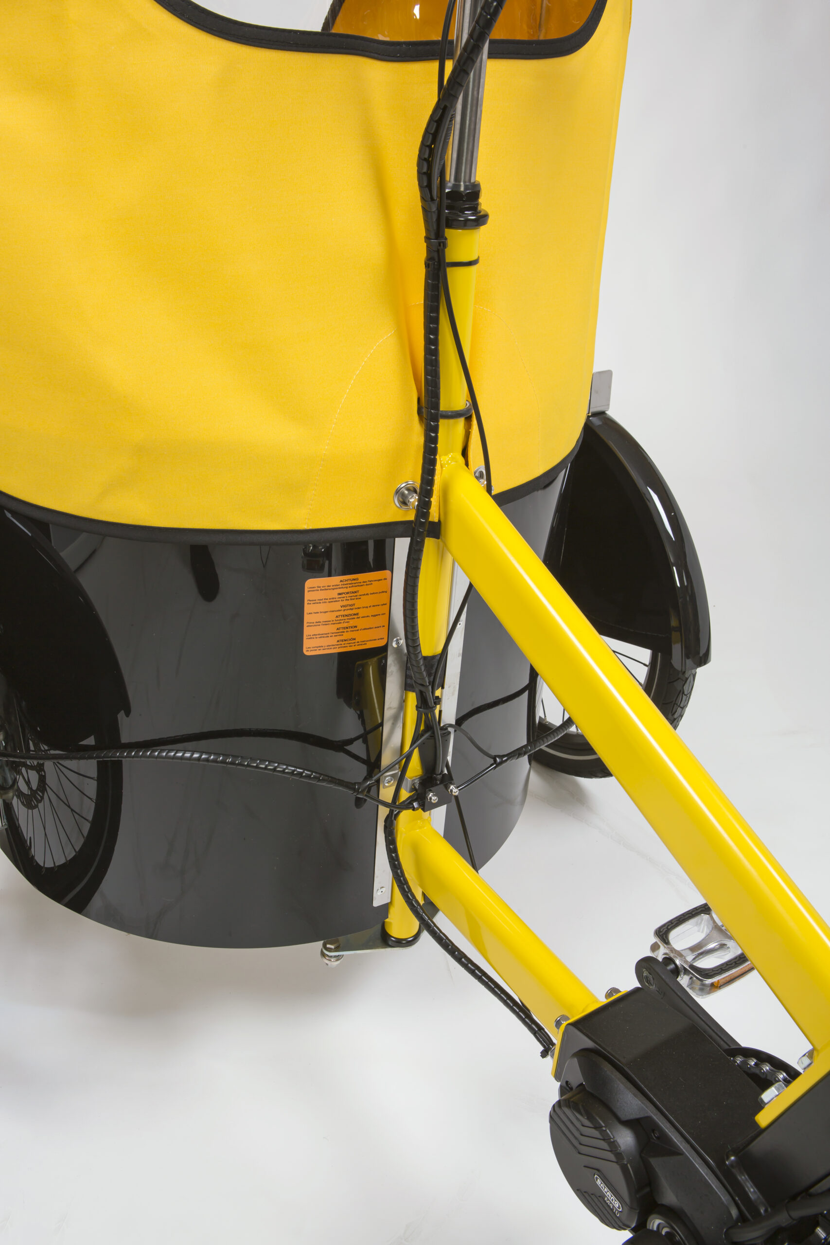 Closeup of the box of a Nihola Family Gen 2 cargo bike