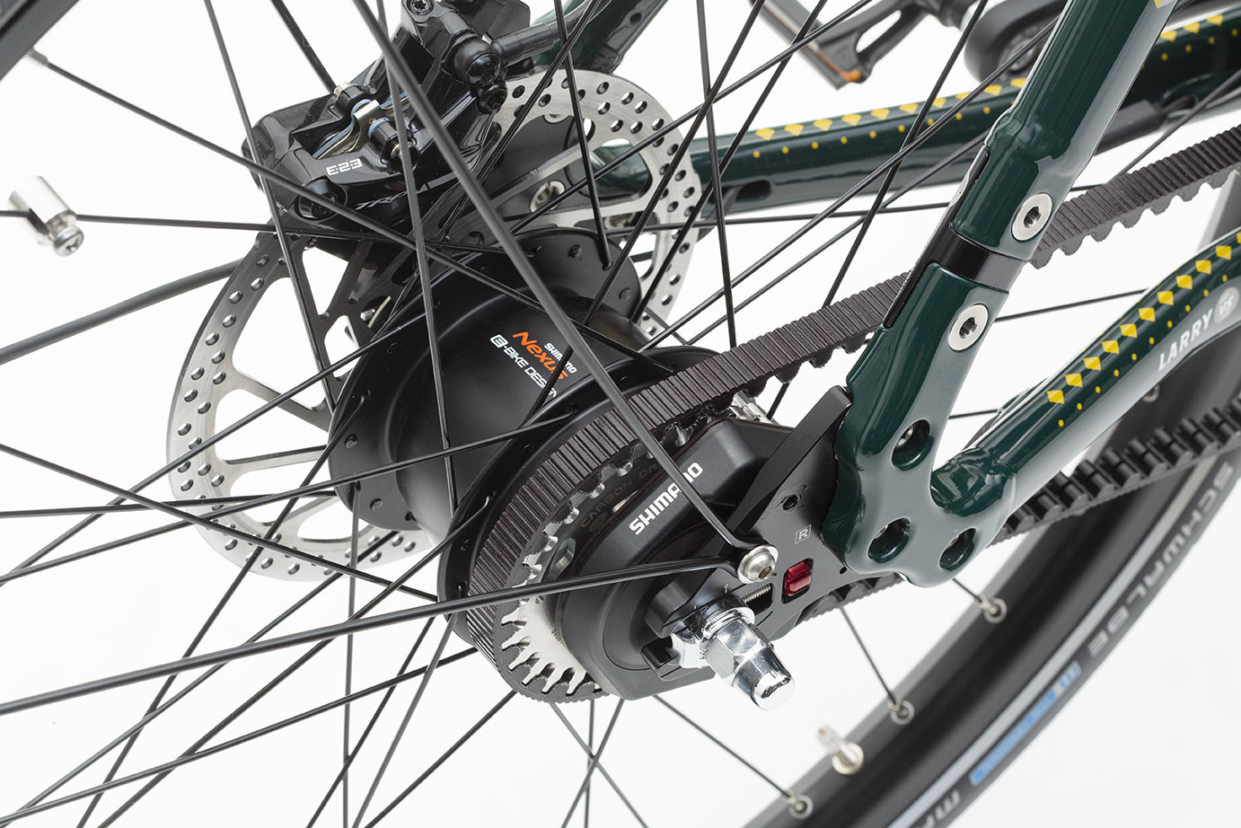 Close up of the Nexus drivetrain of a Bullitt cargo bike