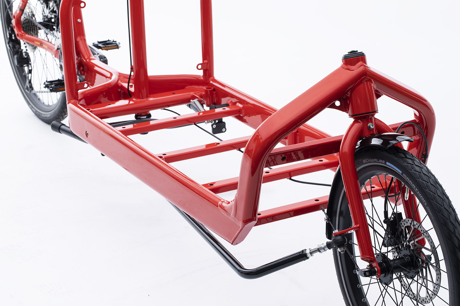 Rack of a Mayor Tom coloured (red) Bullitt cargo bike