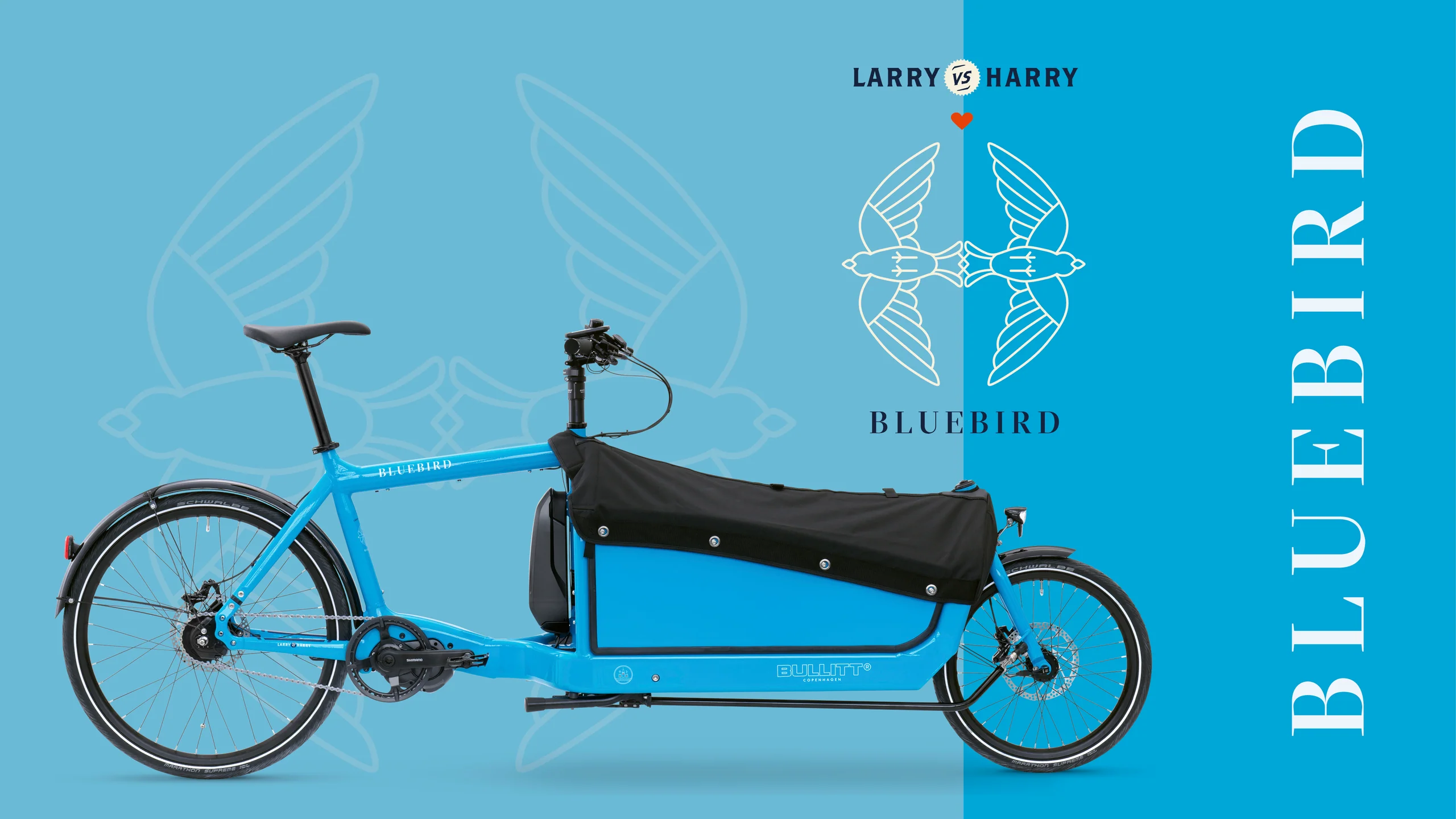 Showcase of the Bluebird colour of the Bullitt cargo bike