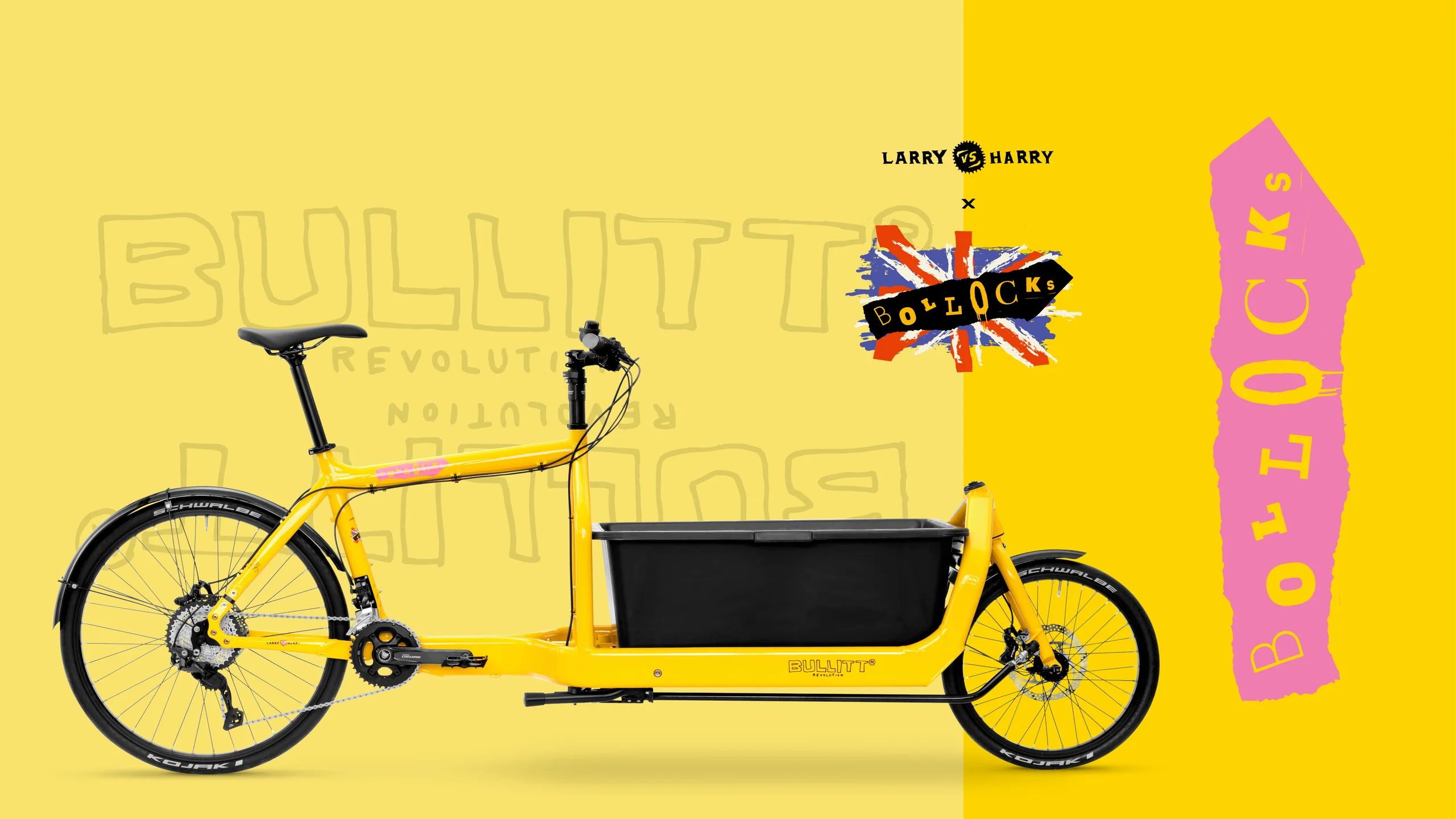 Showcase of the Bollocks colour (yellow) of the Bullitt cargo bike