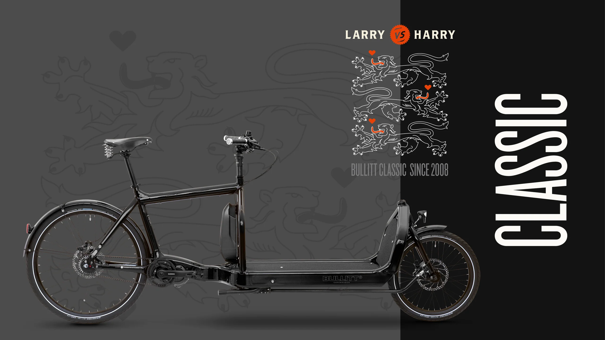 Showcase of the Classic colour (black) of the Bullitt cargo bike