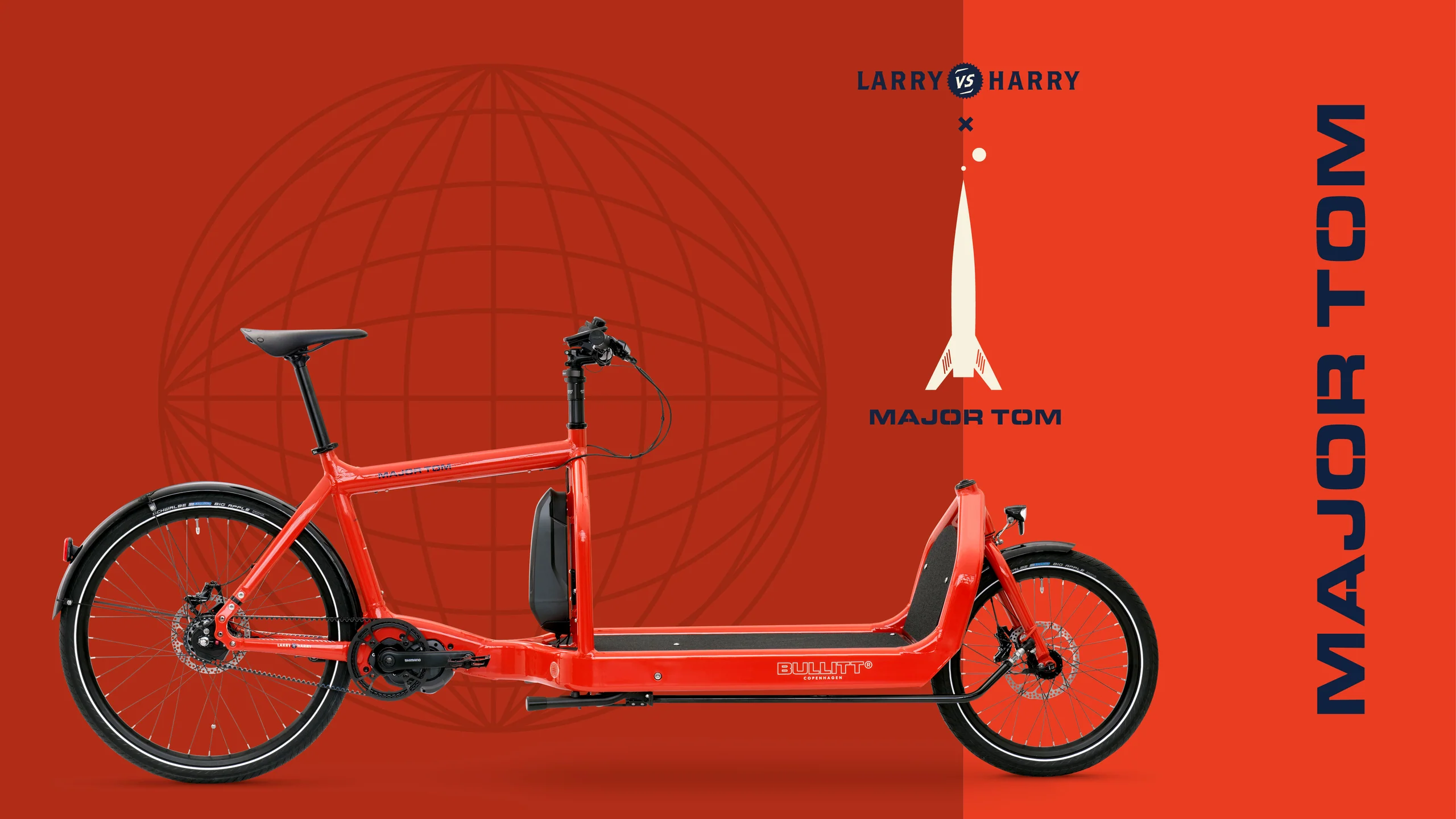Showcase of the Mayor Tom colour (red) of the Bullitt cargo bike