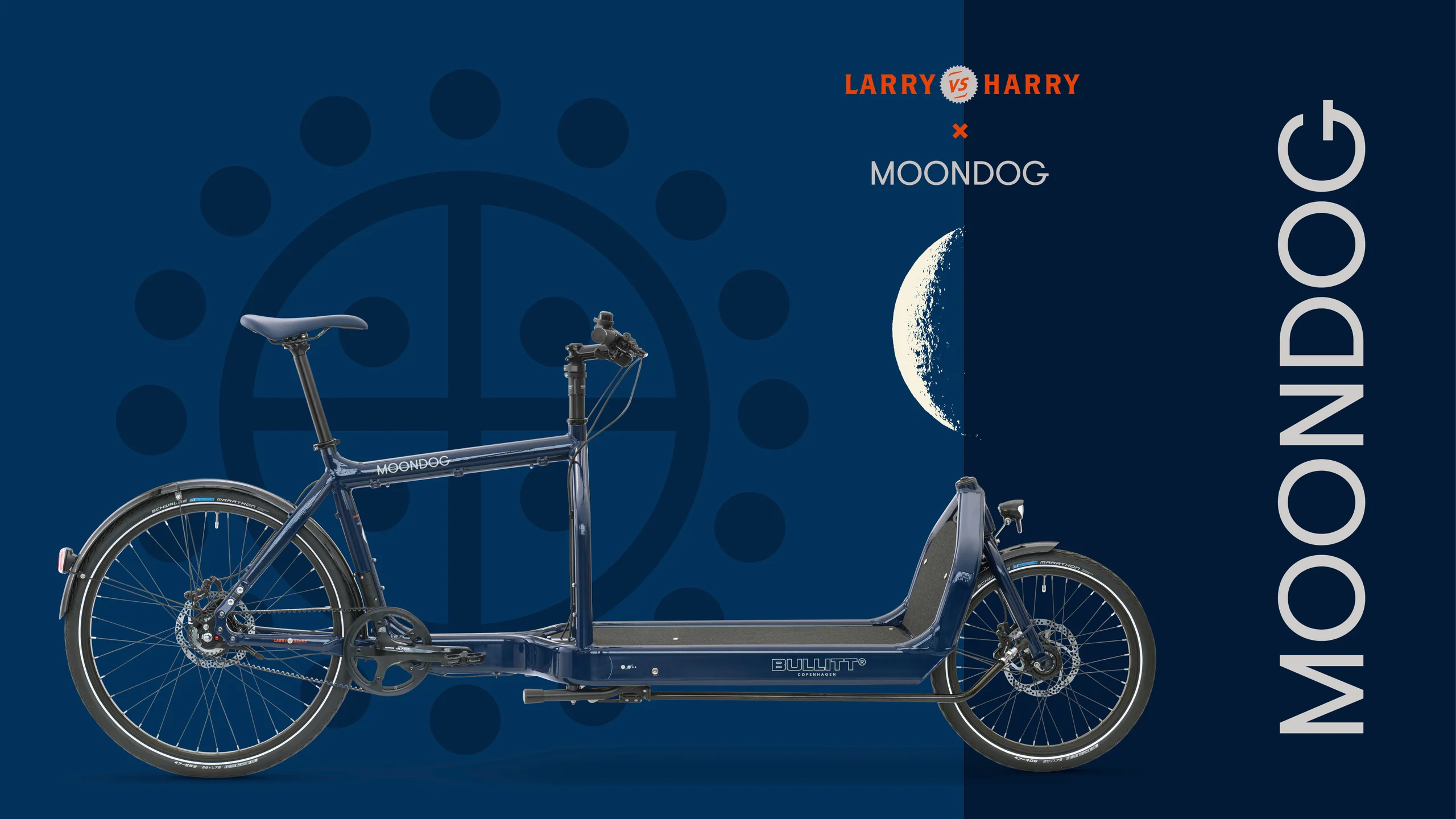 Showcase of the Moondog colour (dark blue) of the Bullitt cargo bike