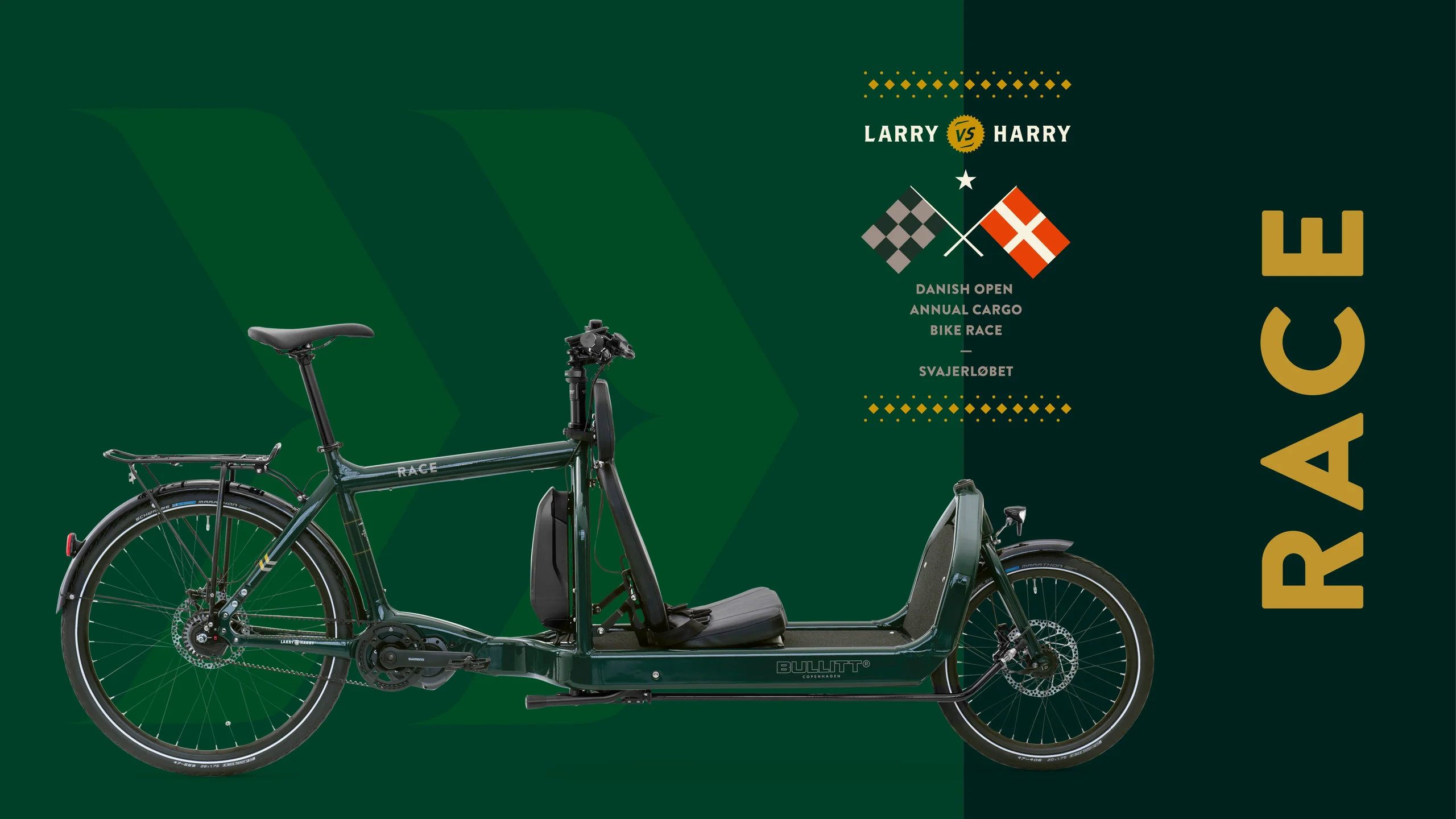 Showcase of the Race colour (dark green) of the Bullitt cargo bike