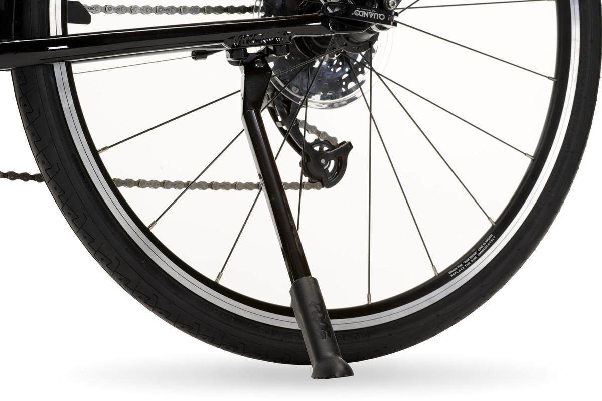 Kickstand of a Frog City bike 