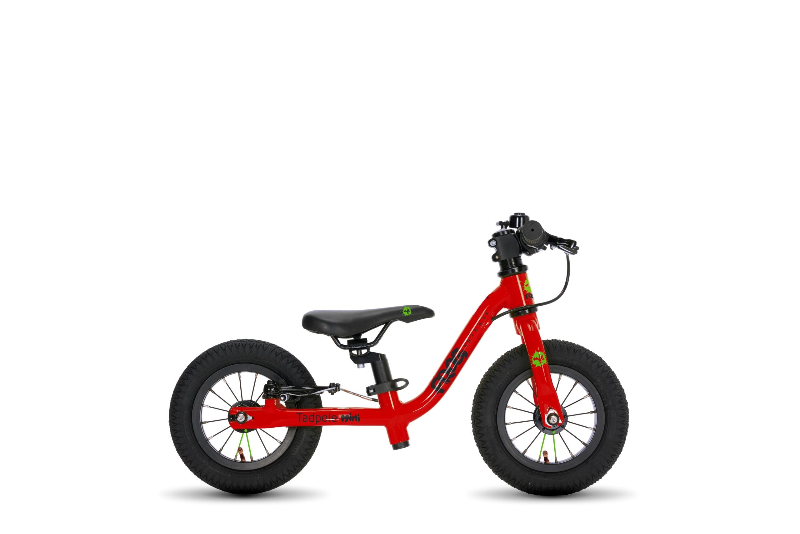A red Frog Tadpole Mini bike